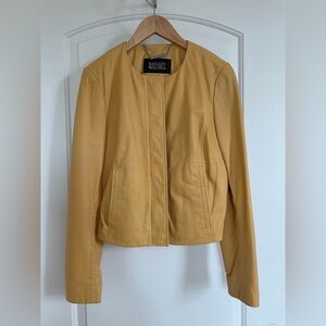 Badgley Mischka Genuine Leather Yellow Jacket, Size S